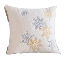 Snowflake Faux Fur Plush Christmas Throw Pillow Cover Winter Holiday Home Decor