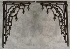 2 ARCHITECTURAL GOTHIC RENAISSANCE Cast Iron SHELF BRACKETS WALL CORNER BRACKETS