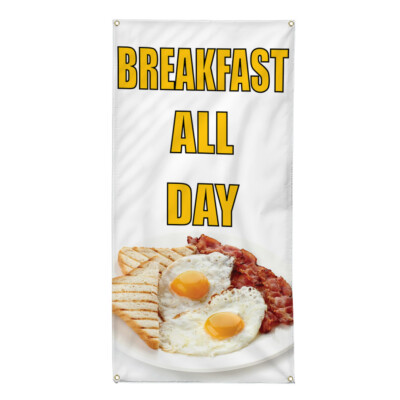 Vertical Vinyl Banner Multiple Sizes Breakfast All Day Restaurant and Food