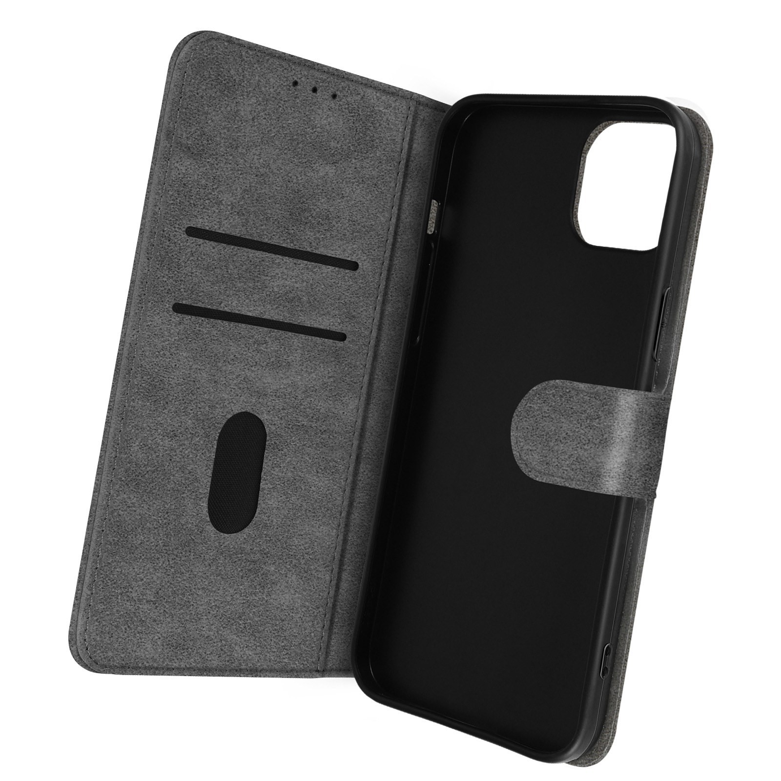Housse iPhone 14 Plus Grise Idéale pour Visionnage Vidéo et Rangement Cartes