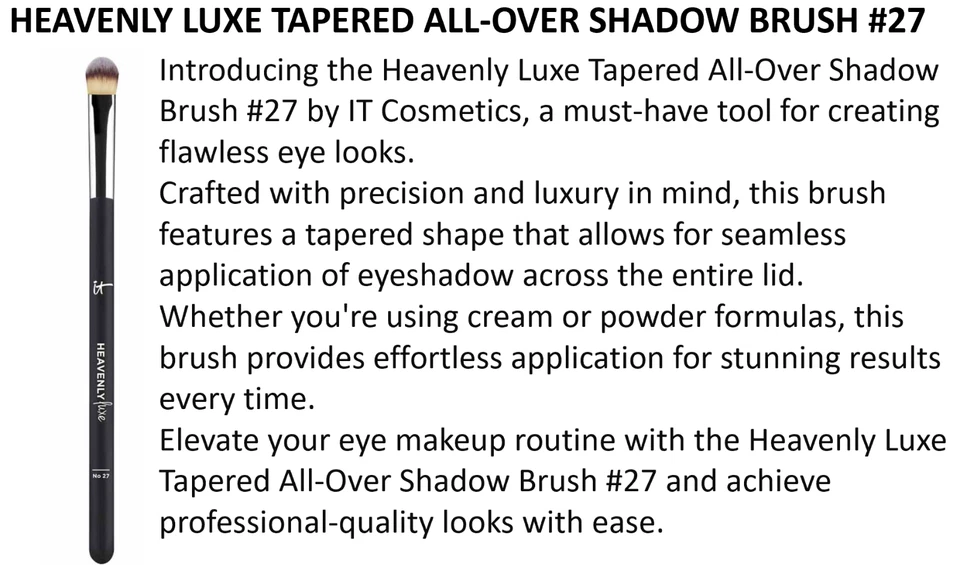 it Cosmetics Heavenly Luxe pincel de sombra cônico nº. 27 NOVO na caixa - Imagem 3 de 3