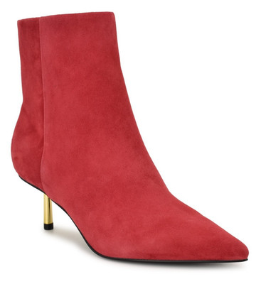 Nine West Hamesa Women s Suede Ankle Booties Red Size 7.5 M NWT