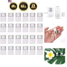 Mini Glass Bottles with Screw Caps 5ml 24 Sets Aluminum Top Metal Lids 5 Mill...
