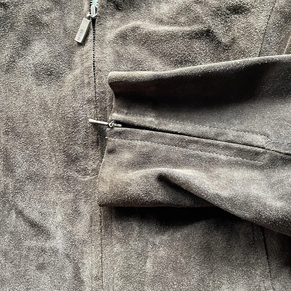 Guess куртка женщин средний коричневый замшевый молнии спереди с воротником с подкладкой карманы - Изображение 3 из 4