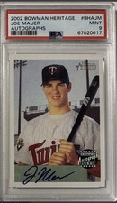 Joe Mauer 2002 Bowman Heritage Autographs On Card PSA 9 Mint Twins RC #BHAJM