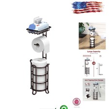 Rustproof Bronze Tissue Paper Holder Stand with Shelf for Stylish Bathrooms