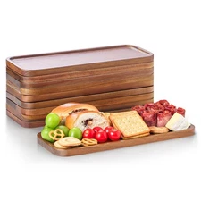 Acacia Wood Serving Platters and Trays - 14" x 5.5" Wooden Mini Charcuterie B...