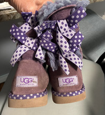 UGG Kids' Bailey Bow Shearling Boots Size 4 Purple