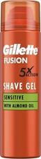 Gillette Fusion5 Ultra Sensitive Shaving Gel for Men, 200 ml, Soothes & Protects 16.65 per litre
