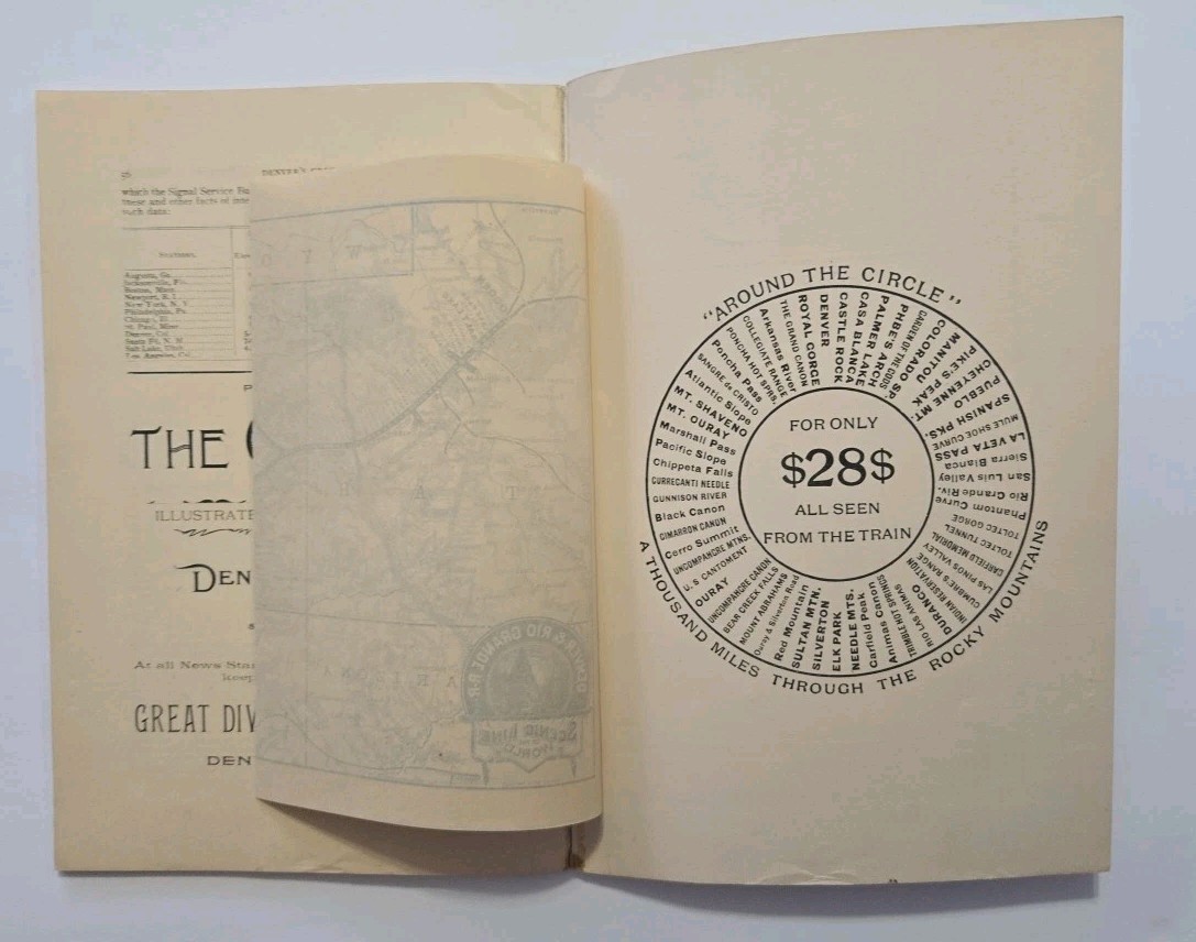 Denver and Rio Grand Railroad Tourist Handbook 1890 Map Colorado New Mexico Utah
