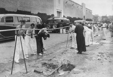 Outdoor water dispenser a shelter at Paris World's Fair July 3 1937 Old Photo