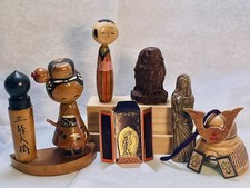 Vintage Shrine, Altar, Buddhist, Samurai, Kokeshi, Bronze Queen, East Asian Lot