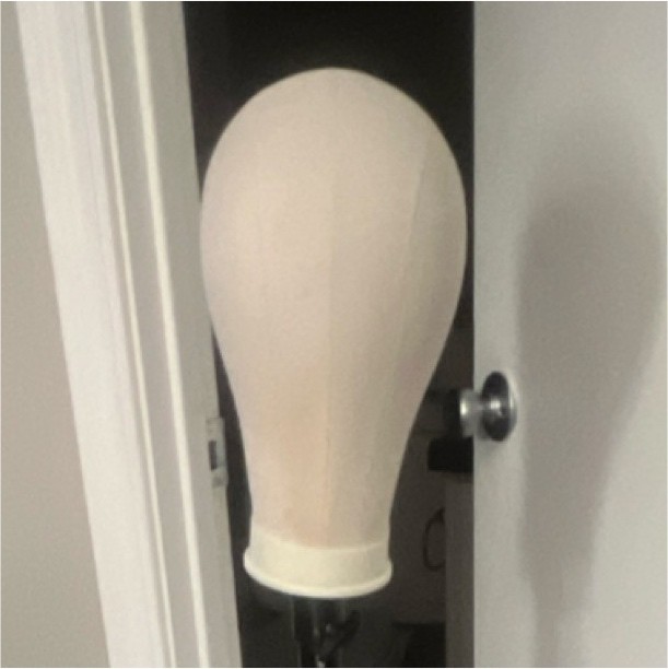Canvas Wig Display Mannequin Head with Metal Adjustable Stand Beige Black
