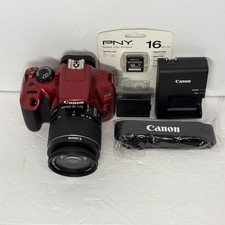 Canon EOS Rebel T6 Camera  Red w/ 18-55 mm Lens, Charger, Battery & SD Card MINT