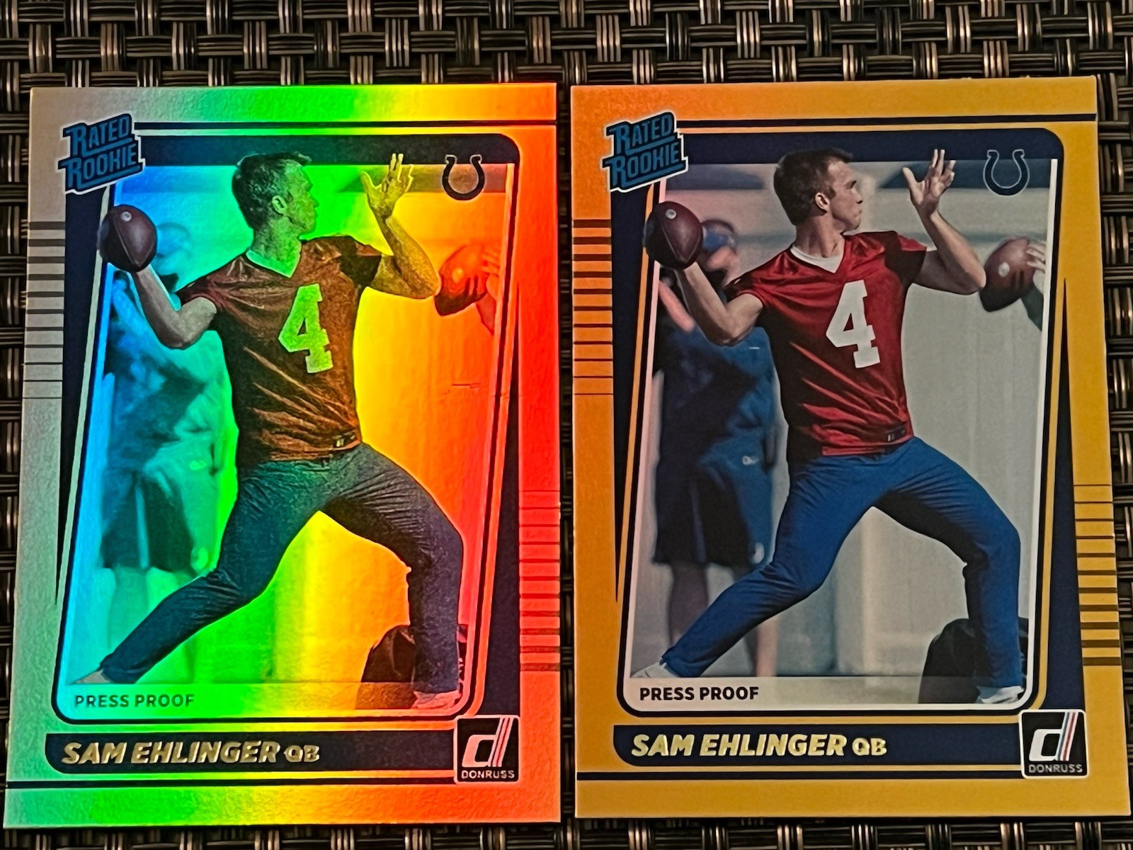 (3) Sam Ehlinger 2021 Donruss Rookie GOLD Press Proof #319 Indianapolis Colts