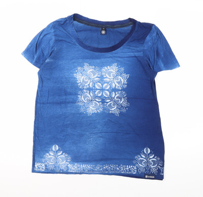 Vintage Damen T-Shirt blau geblümt, Größe M
