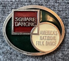 VTG Pewter Resin Square Dancing America  s National Folk Dance Belt Buckle 3 1/4