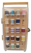 Vintage Mid Century Sewing Kit Box 18 Spools Thread Flip Tray Some Accessories