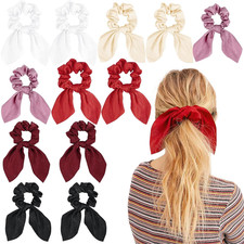 12 PCS Bow Hair Scrunchies Bunny Ears Silk Scrunchies Hair Ties Bobbles Elastic