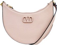 Valentino V Logo Signature Mini Hobo Bag - Grainy Calfskin - Soft Pink