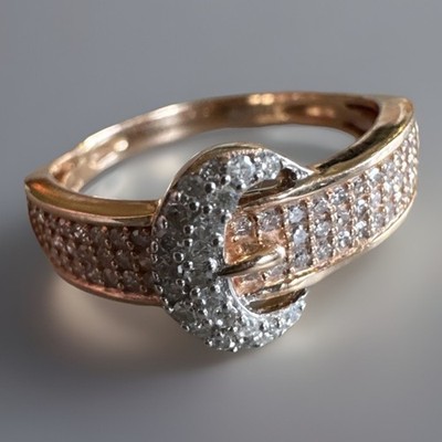 TJC 9kt 9K Rotgold 375 Pavé besetzt Diamant Schnalle Ring komplett gepunzt - Größe O