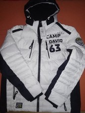 1x Camp David Jacke Weiß Schwarz Kapuze Aufdruck Winter... usw Neuwertig Gr. XXL