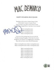 MAC DEMARCO SIGNED 'BABY'S WEARING BLUE JEANS' LYRIC MUSIC SHEET BECKETT COA
