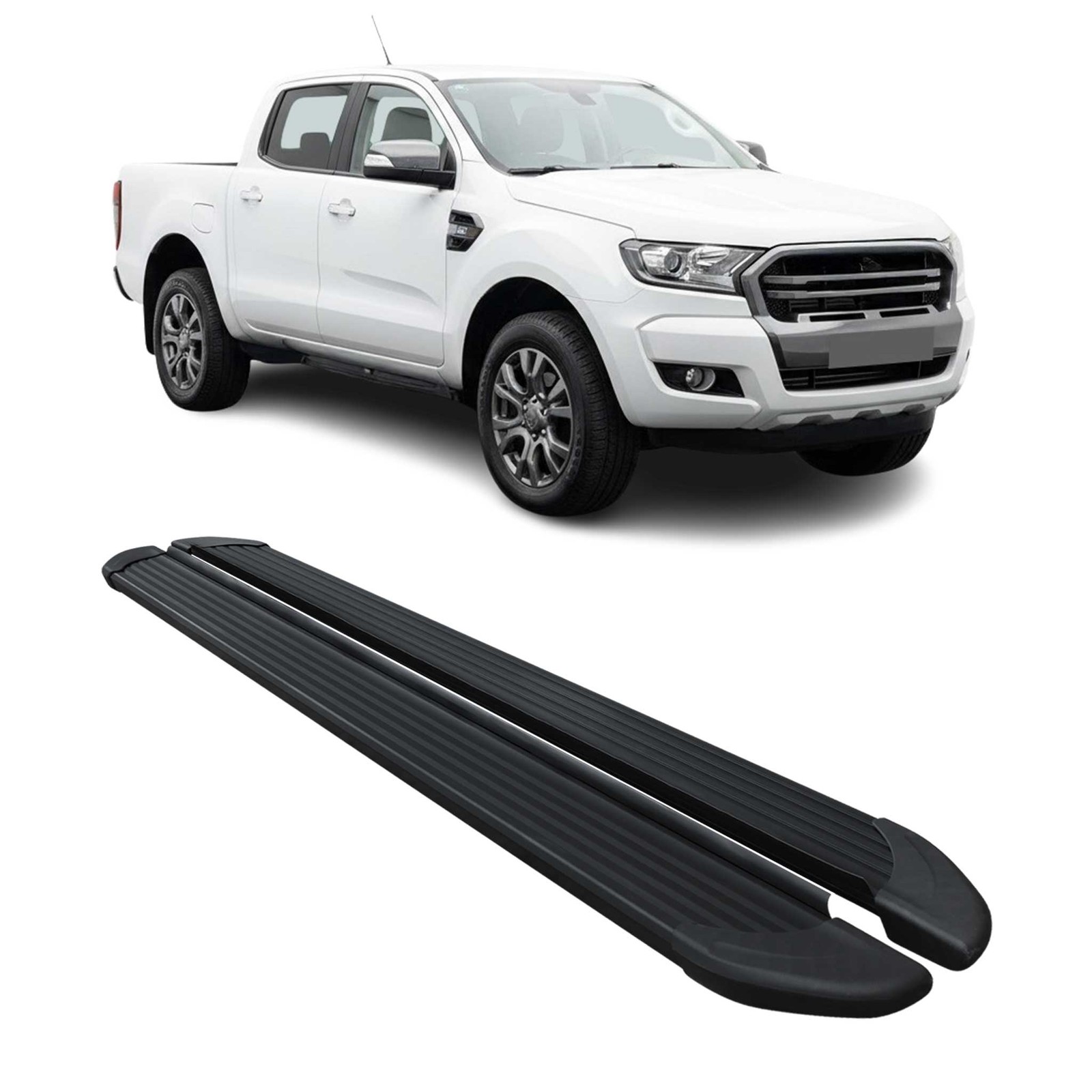 Marchepieds Haut de Gamme en Alu Noir pour Ford Ranger 12-22
