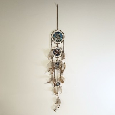 Large Native American Style Dream Catcher Hanging Feathers Wolf Tribal Art Decor