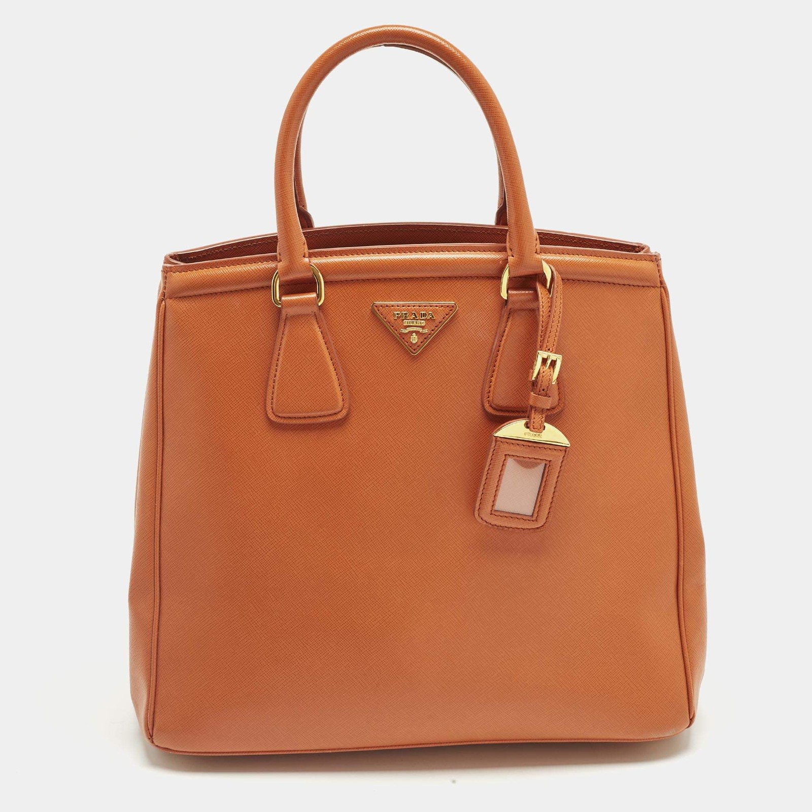 Prada Parabole Orange Saffiano Lux Leather Tote
