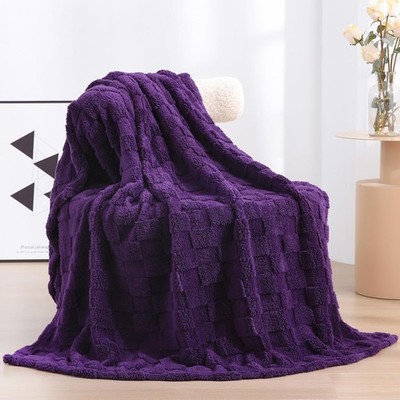 Deep Purple Fleece Throw Blanket 50 ×60  for Couch Sofa Bed,Super Soft Cozy