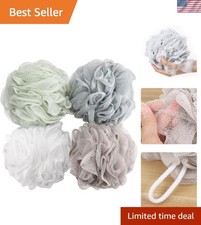 Luxurious 4-Pack Bath Sponges - Soft Loofah Shower Poufs for Exquisite Lather