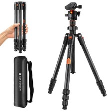 K F CONCEPT 64"/1.6m Carbon Fiber Tripod 36mm Ball Head 17.6lbs Load for Camera