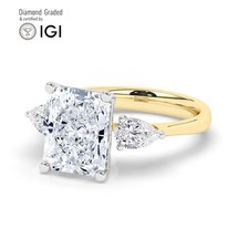 Radiant Diamond Trilogy Ring 18k Yellow Gold Labgrown 5.50 Ct Solitaire