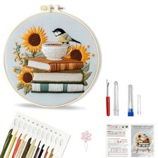 Embroidery Kit for Beginners Adults Includes Stamped Flower Pattern, Hoop,