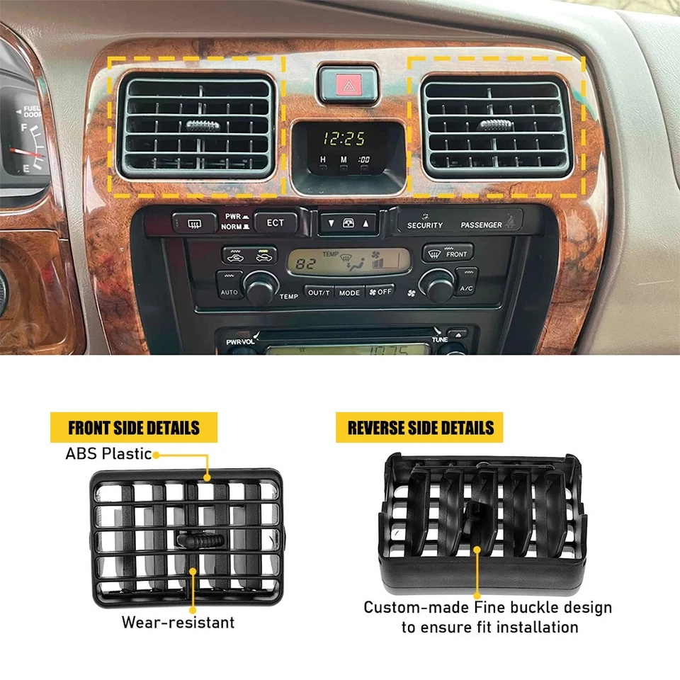 Parrilla de aire delantera tablero central ventilación de CA negra para Toyota Tacoma 1996-02 4runner EOA Foto 3 de 4