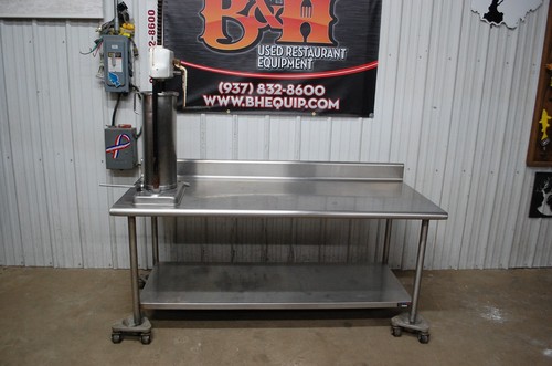 72" Stainless Steel  Work Table w/ Friedr. Dick 30 LB Manual Sausage Stuffer