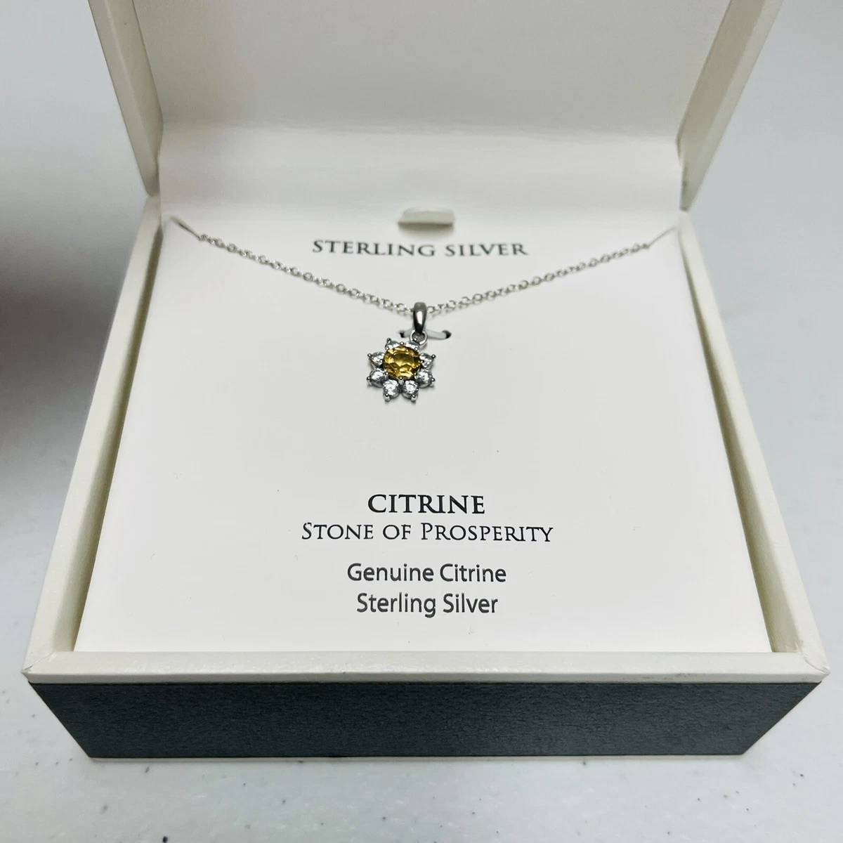 R.H.Macy Co. Fine Jewelry Sterling Silver Citrine Necklace In