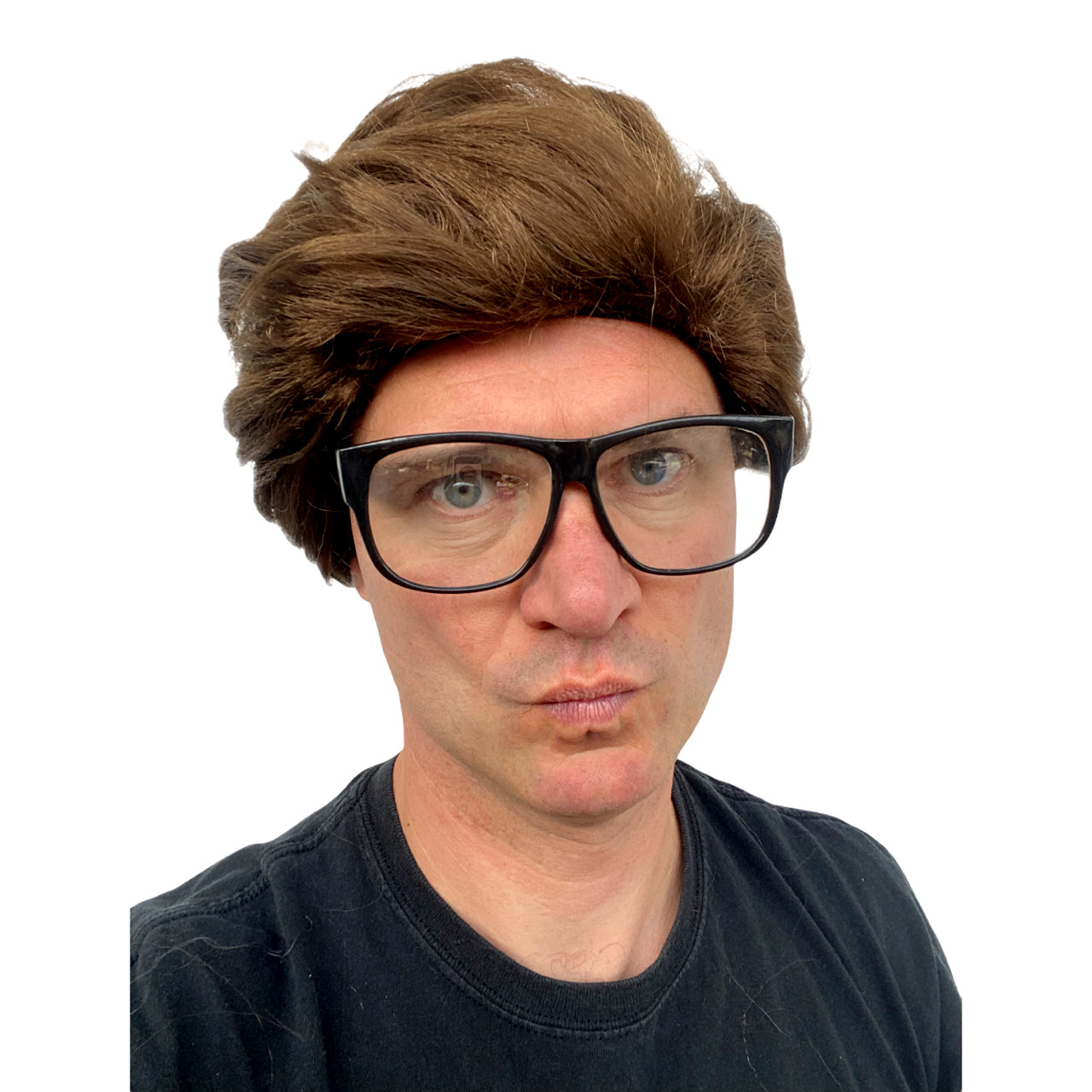Hombre Peluca Corta Niño Banda Adulto Hombre Disfraz Gafas 60S 70S 80S 90S