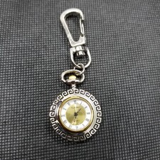 Clip Me Two Tone Roman Greek Art Deco Keychain Pocket Watch Analog Small 26mm