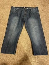 Lions Crest Jeans Mens 44x32 Straight Leg Blue English Laundry Denim Hemmed 24in