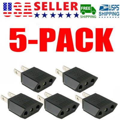 #ad 5 PCS New EU Euro Europe to US USA Power Jack Wall Plug Converter Travel Adapter $7.99