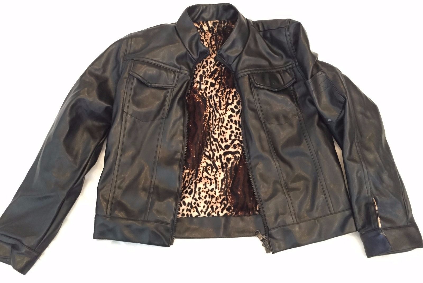 FAUX LEATHER GIRLS JERKIN/JACKET WITH 