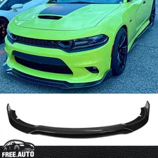 Fit 15-23 Dodge Charger SRT ABS V3 Style Front Bumper Lip 4PC Carbon Fiber Print