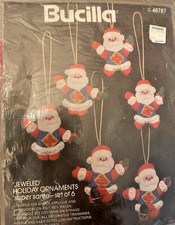 Bucilla "SUPER SANTA" Jeweled Santa Ornament Kit Unopened