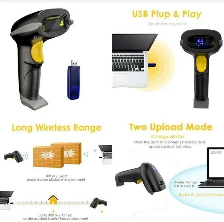  NADAMOO Wireless Barcode Scanner 328 Feet