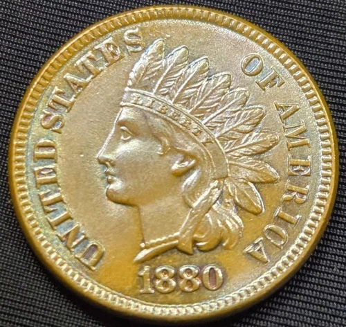 1880 Indian Head Penny Uncirculated RED, GREAT COIN!