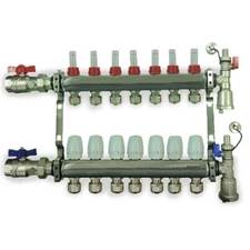 8 Loop Radiant PEX Plumbing Manifold - 1" 304 Stainless Steel Floor Heating