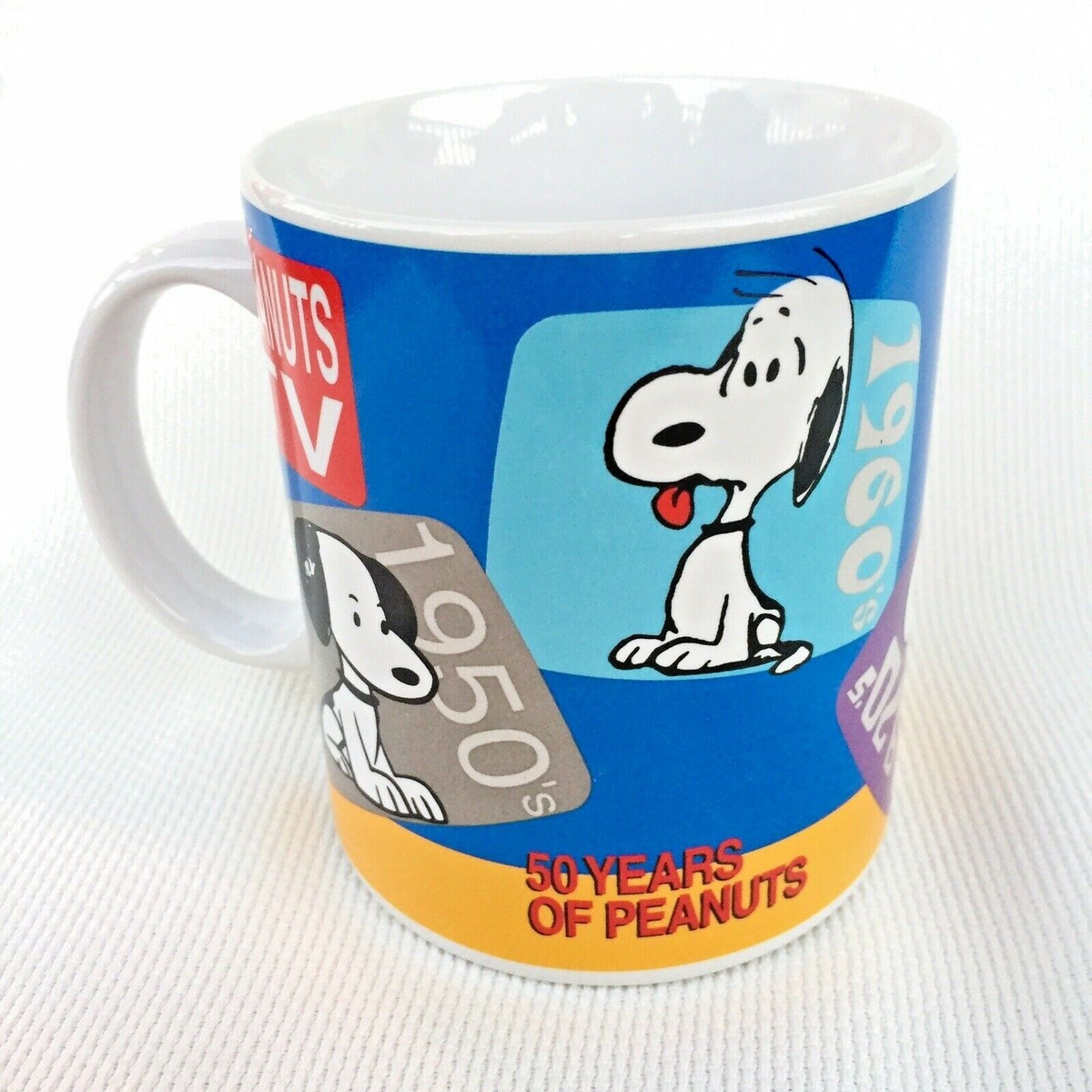 Peanuts Snoopy Anniversary 50 Years of Peanuts TV Historic Mug