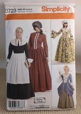Simplicity 3723 Size HH 6-12 Andrea Schewe Colonial Prairie Pilgrim Dress Bonnet